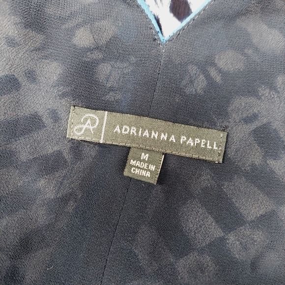 Adrianna Papell Navy Blue Multicolor Crepe Ikat Maxi Dress P6293 - Picture 8 of 11